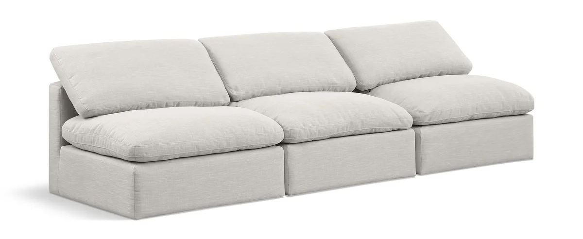Indulge - Linen 3 Seat Modular Armless Sofa - Cream