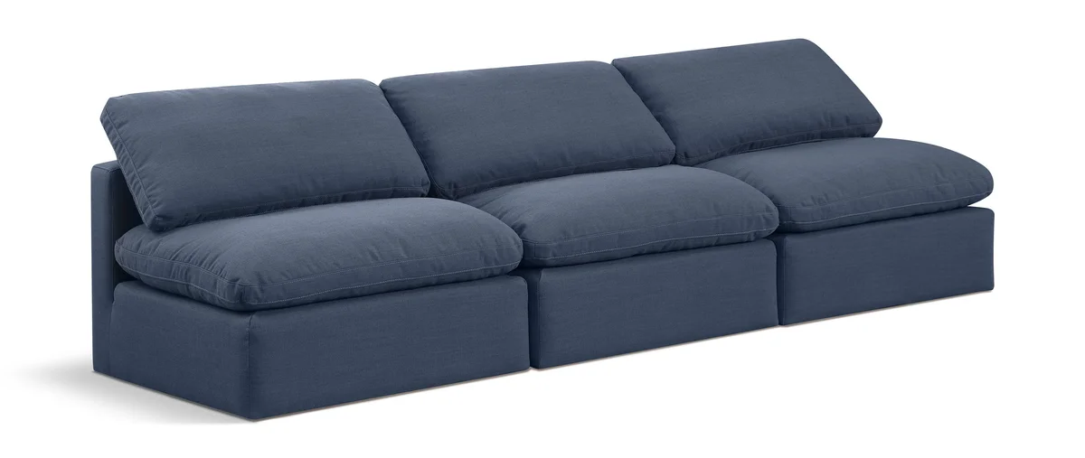 Indulge - Linen 3 Seat Modular Armless Sofa - Navy