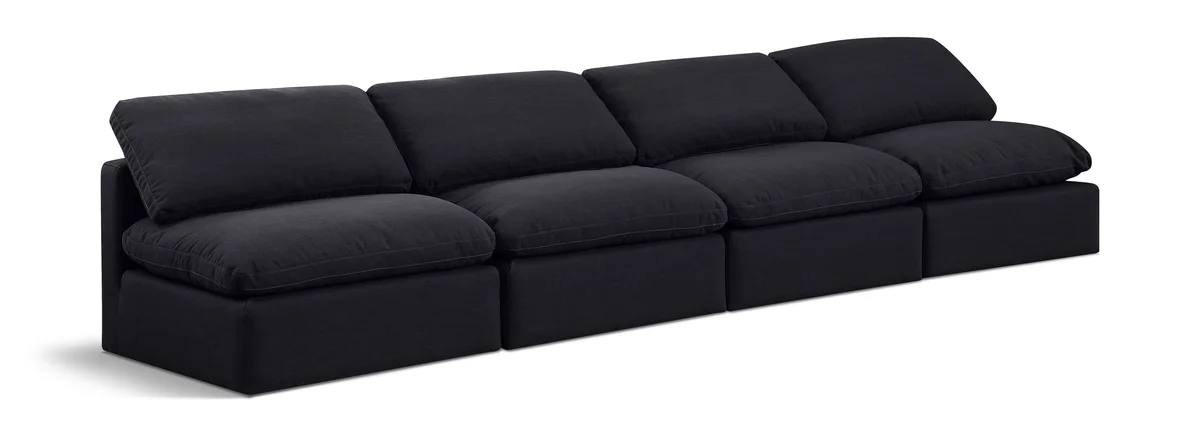 Indulge - Linen 4 Seat Modular Armless Sofa - Charcoal