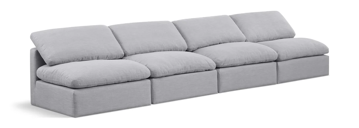 Indulge - Linen 4 Seat Modular Armless Sofa - Gray