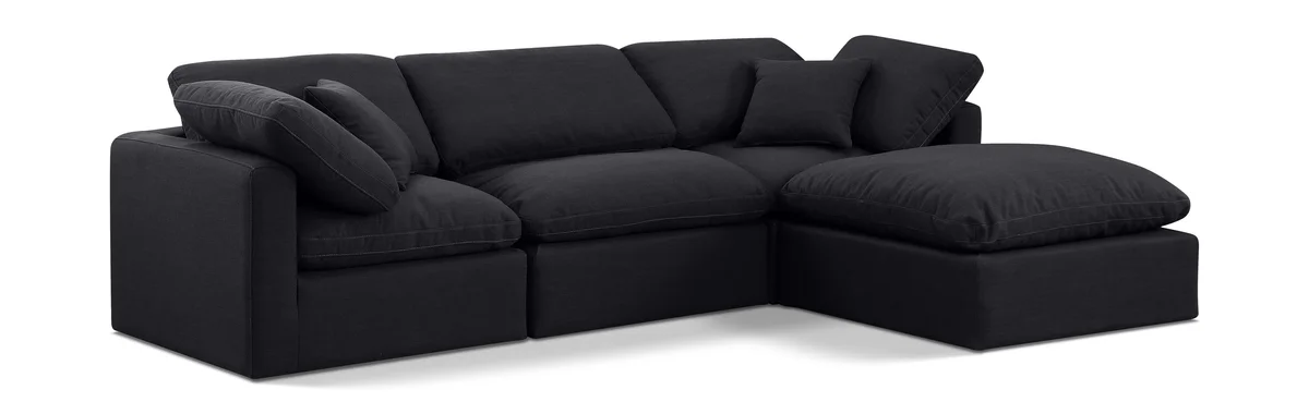 Indulge - Linen 4 Piece Modular Sectional With Chaise - Black