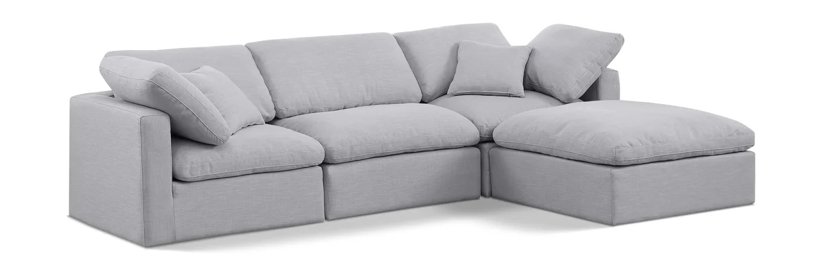 Indulge - Linen 4 Piece Modular Sectional With Chaise - Gray
