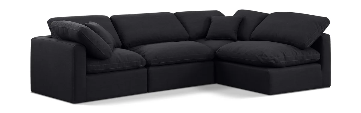 Indulge - Linen 4 Piece Modular Sectional - Black