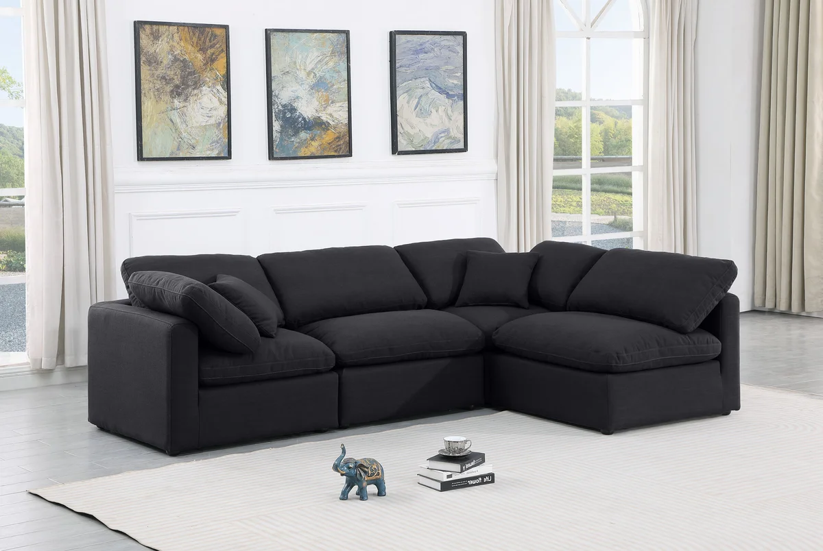 Indulge - Linen 4 Piece Modular Sectional - Black - View 2