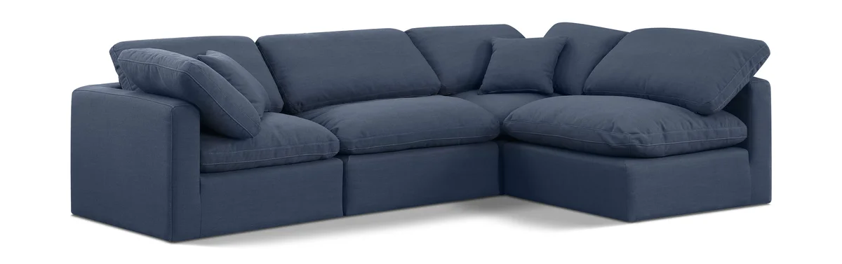 Indulge - Linen 4 Piece Modular Sectional - Navy