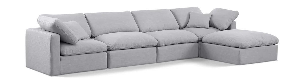 Indulge - Linen 5 Piece Modular Sectional With Chaise - Gray