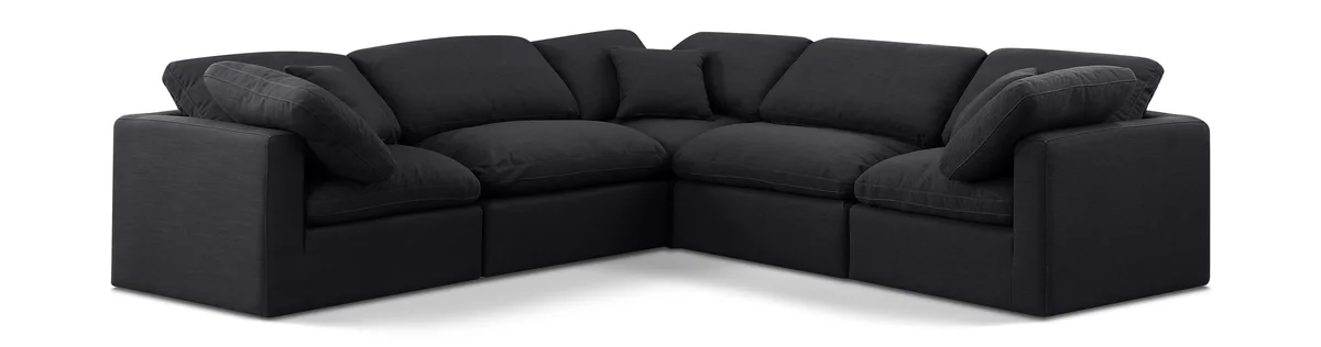Indulge - Linen 5 Piece Modular Corner Sectional - Black