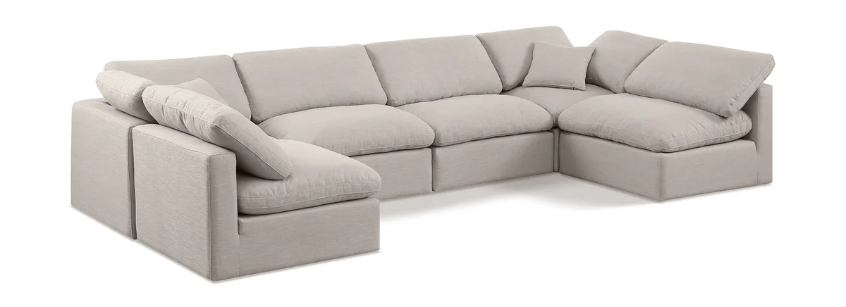 Indulge - Linen 6 Piece Modular U-Shaped Sectional - Ivory