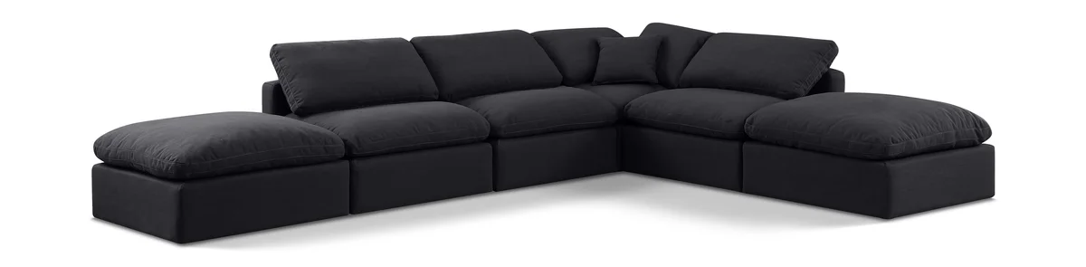 Indulge - Linen 6 Piece Modular Armless Sectional - Black