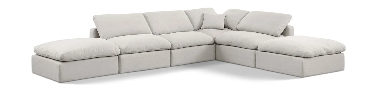 Indulge - Linen 6 Piece Modular Armless Sectional - Cream