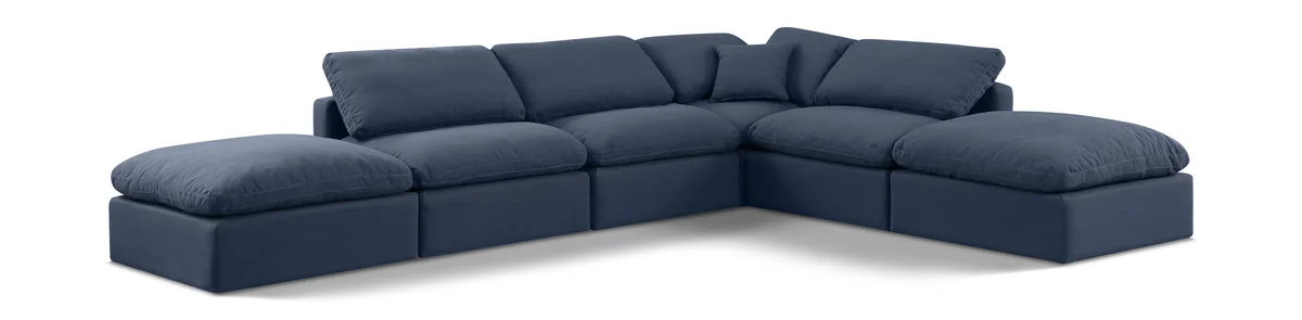 Indulge - Linen 6 Piece Modular Armless Sectional - Navy