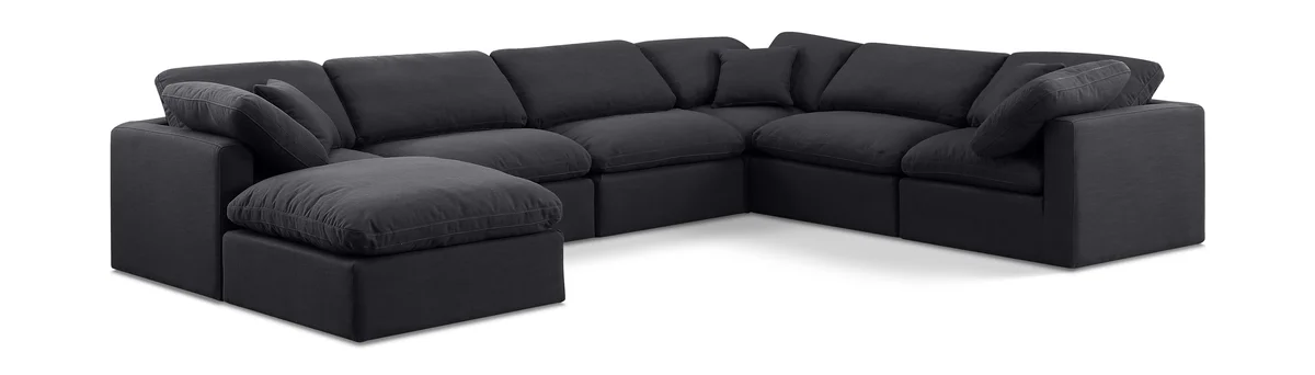 Indulge - Linen 7 Piece Modular Sectional - Black