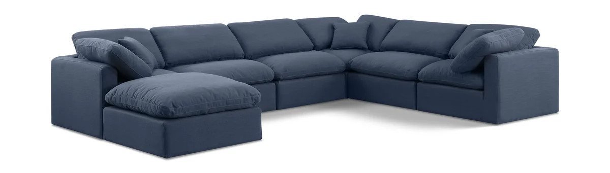 Indulge - Linen 7 Piece Modular Sectional - Navy