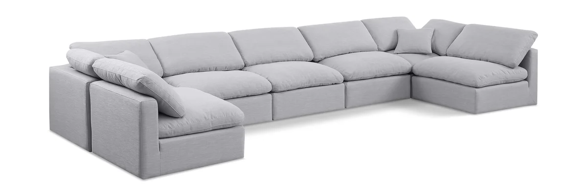 Indulge - Linen 7 Piece Modular U-Shaped Sectional - Gray