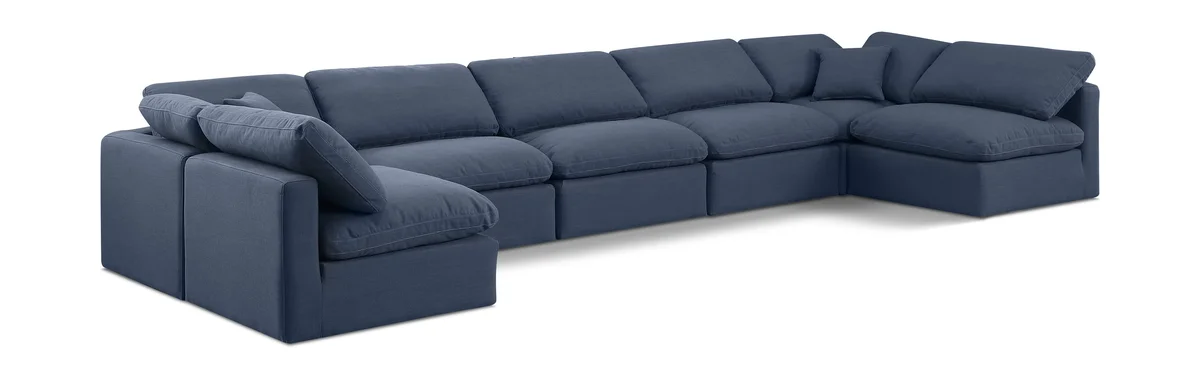 Indulge - Linen 7 Piece Modular U-Shaped Sectional - Navy