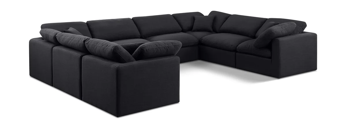 Indulge - Linen 8 Piece Modular Sectional - Black