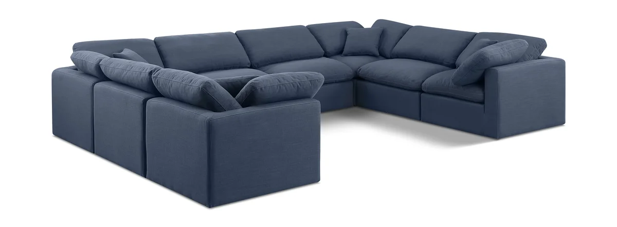 Indulge - Linen 8 Piece Modular Sectional - Navy
