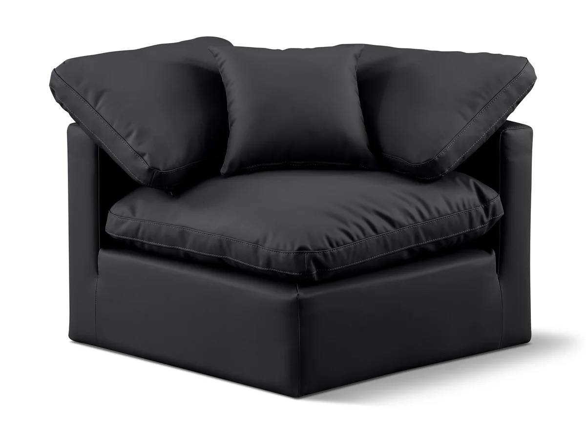 Indulge - Faux Leather Corner Chair - Black