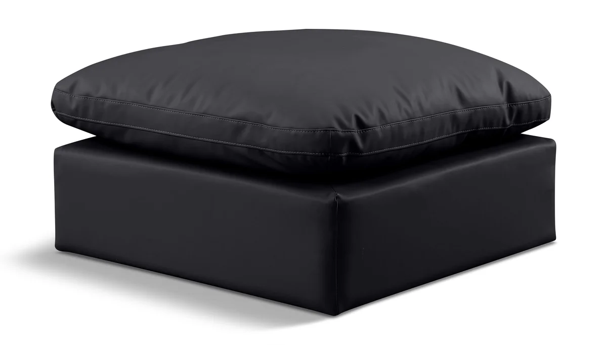 Indulge - Faux Leather Ottoman - Black