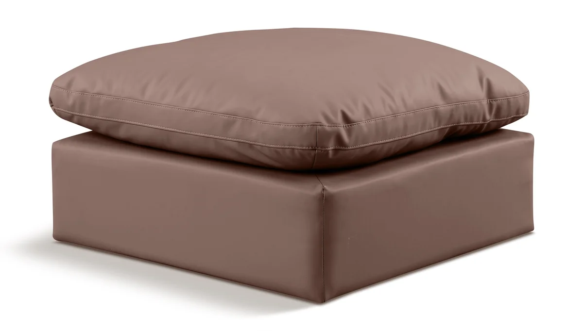 Indulge - Faux Leather Ottoman - Brown