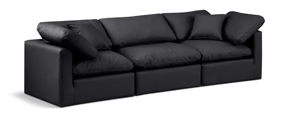 Indulge - Faux Leather 3 Seat Modular Sofa - Black