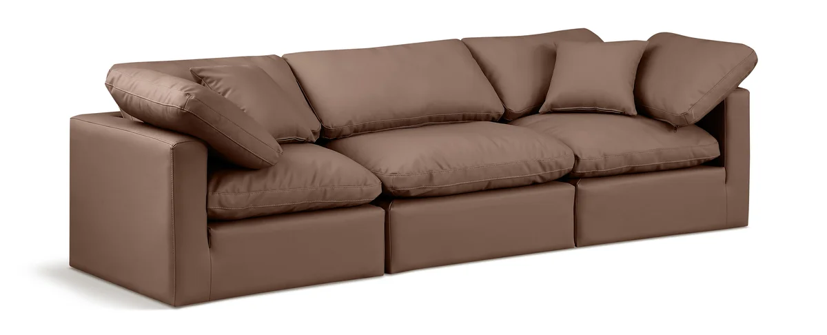 Indulge - Faux Leather 3 Seat Modular Sofa - Brown