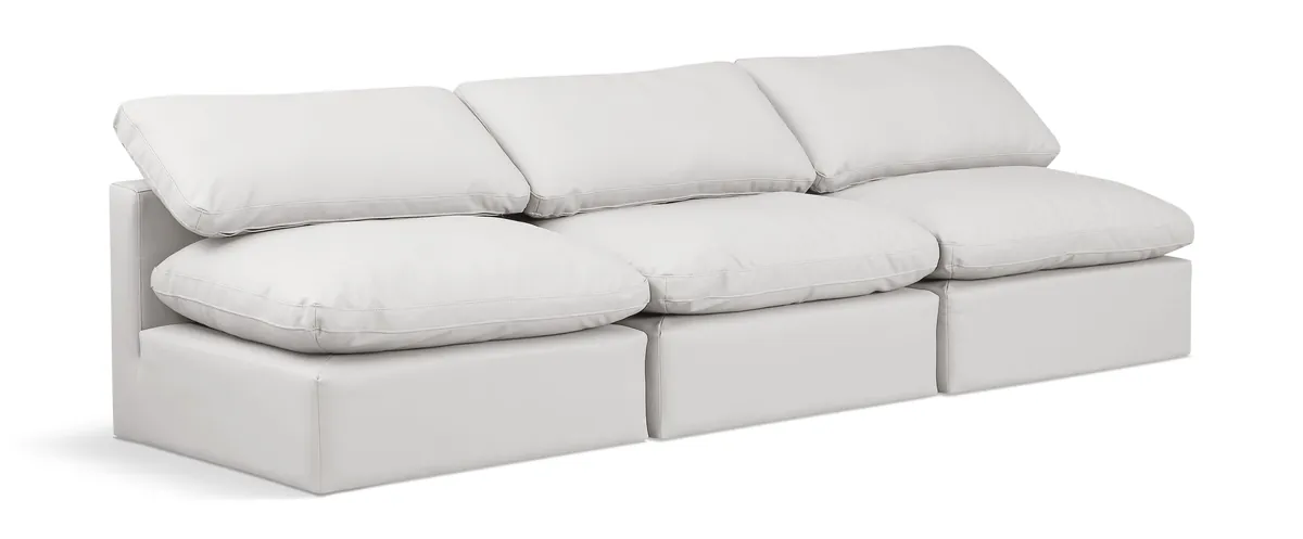 Indulge - Faux Leather 3 Seat Modular Armless Sofa - Cream