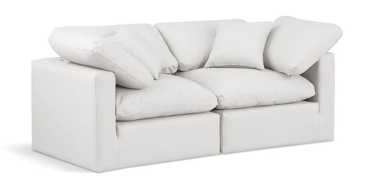 Indulge - Faux Leather 2 Seat Modular Sofa - Cream