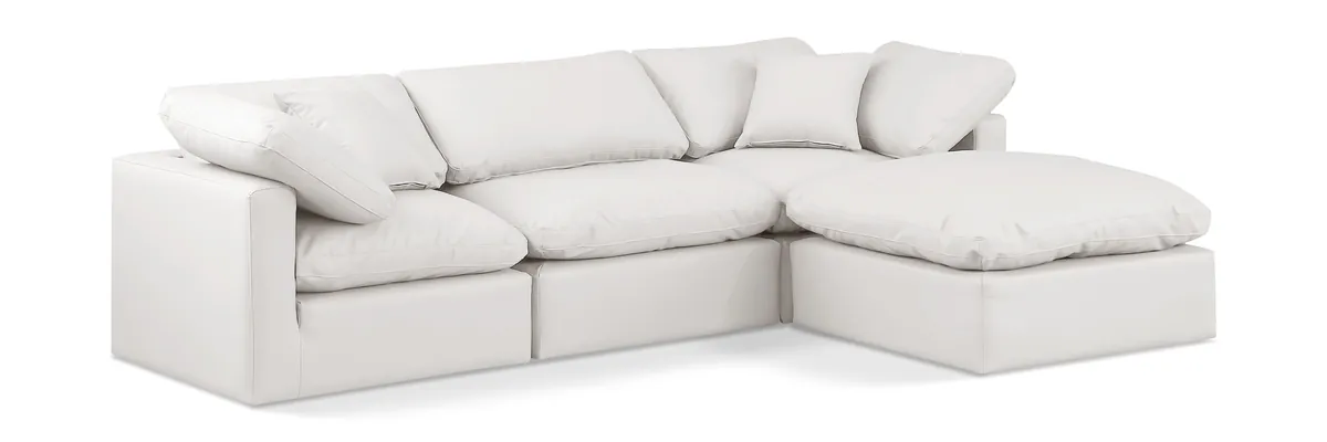 Indulge - Faux Leather 4 Piece Modular Sectional With Chaise - Cream