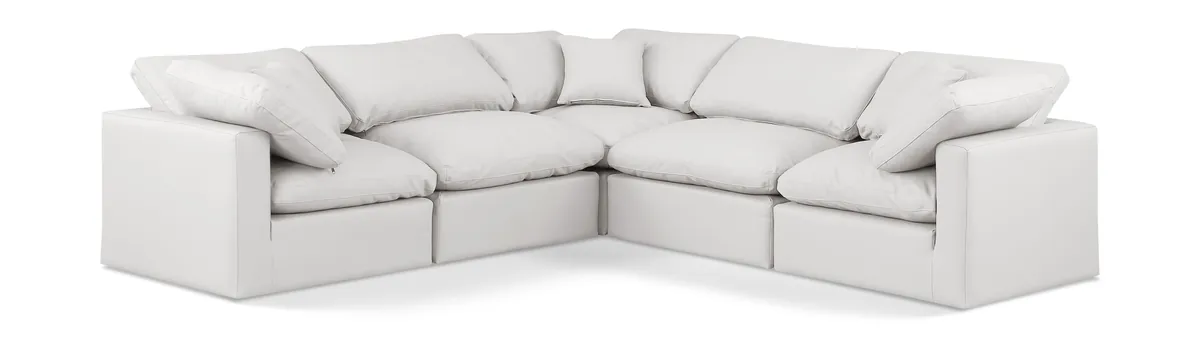 Indulge - Faux Leather 5 Piece Modular Corner Sectional - Cream