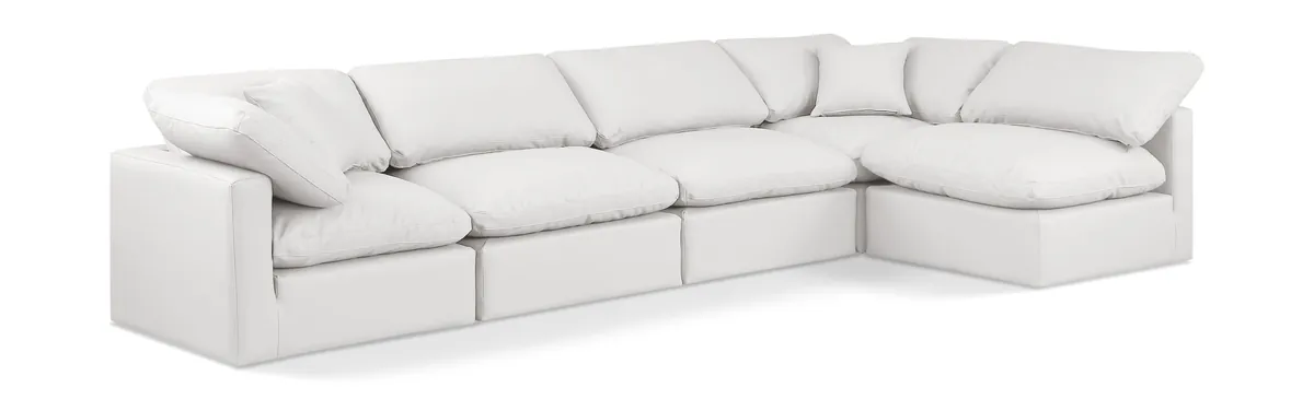 Indulge - Faux Leather 5 Piece Modular Sectional - Cream