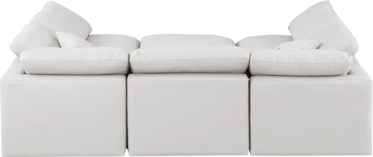 Indulge - Faux Leather 6 Piece Modular Sectional - Cream - View 2