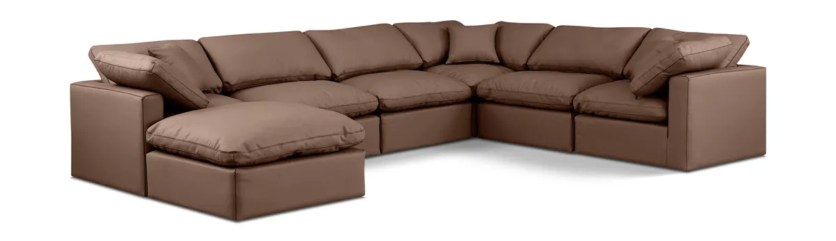 Indulge - Faux Leather 7 Piece Modular Sectional - Brown