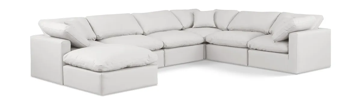 Indulge - Faux Leather 7 Piece Modular Sectional - Cream