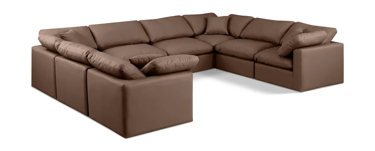 Indulge - Faux Leather 8 Piece Modular Sectional - Brown