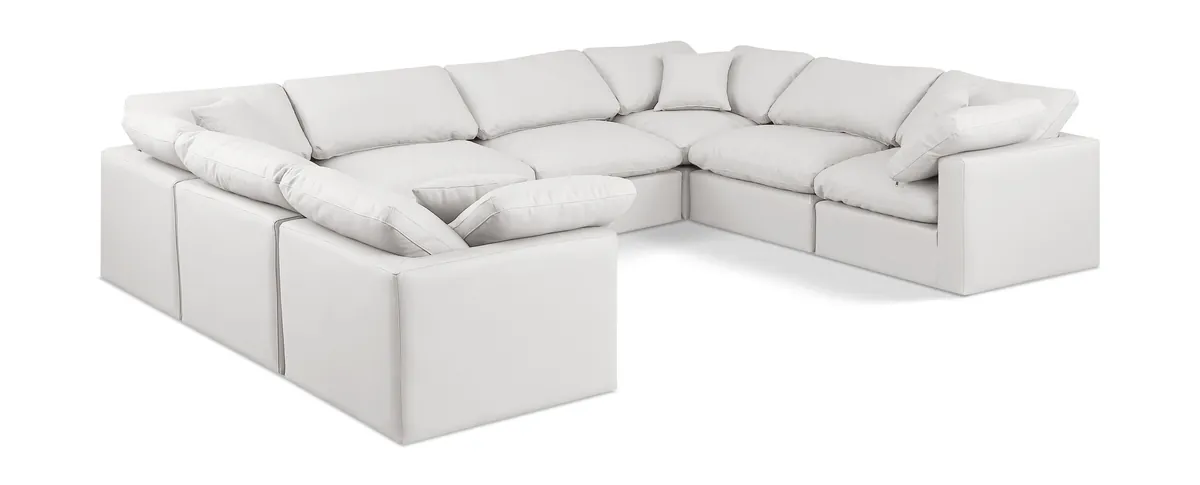 Indulge - Faux Leather 8 Piece Modular Sectional - Cream