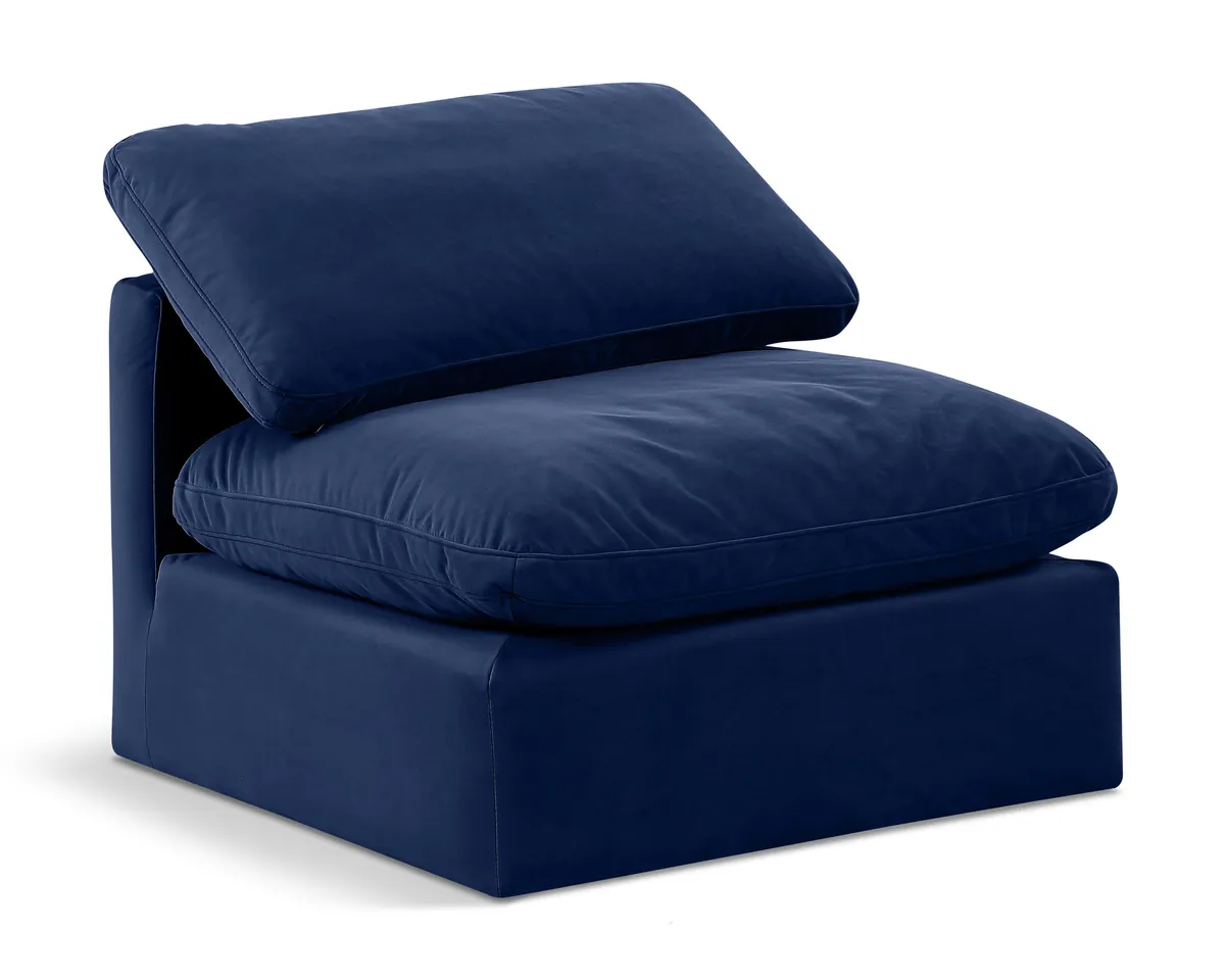 Indulge - Velvet Armless Chair - Navy
