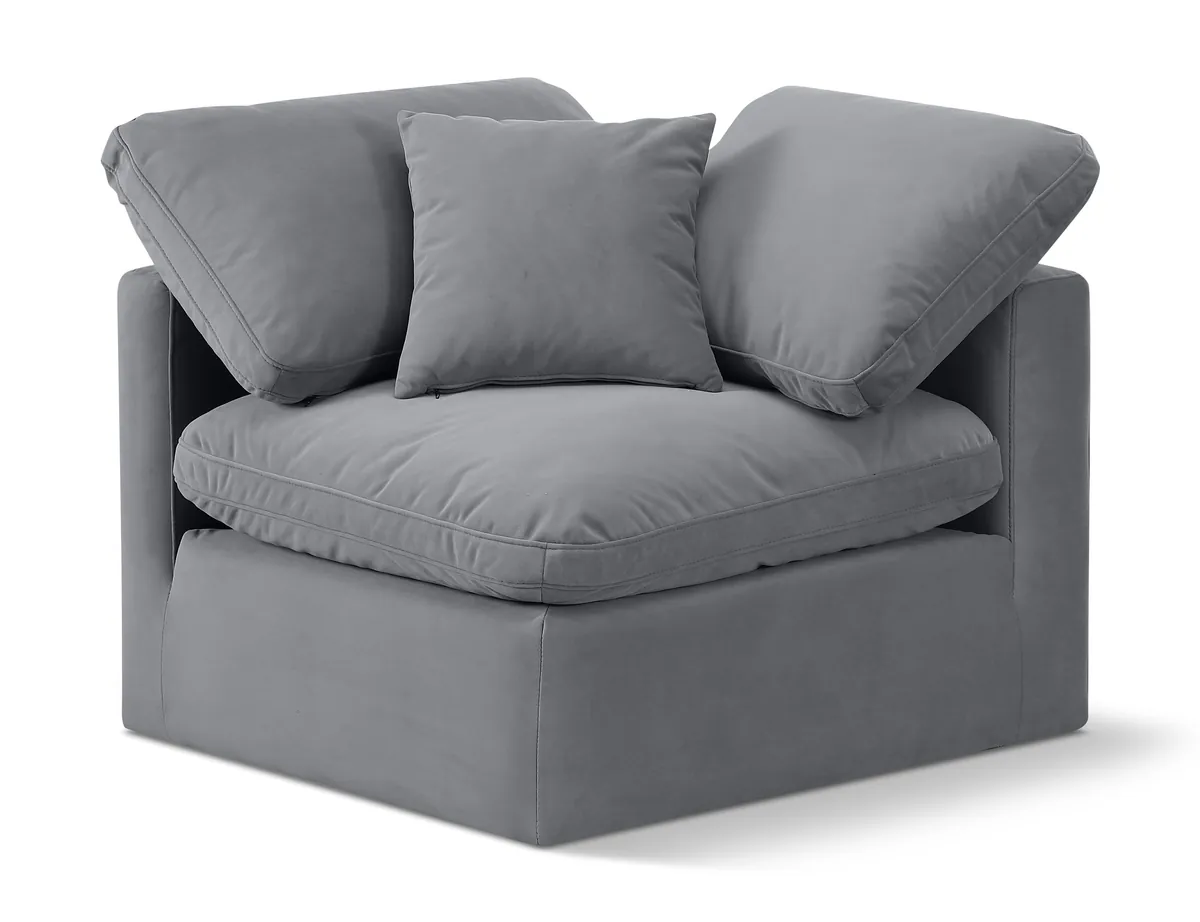 Indulge - Velvet Corner Chair - Gray
