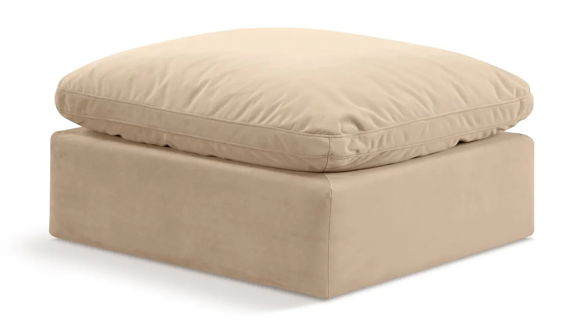 Indulge - Velvet Ottoman - Beige