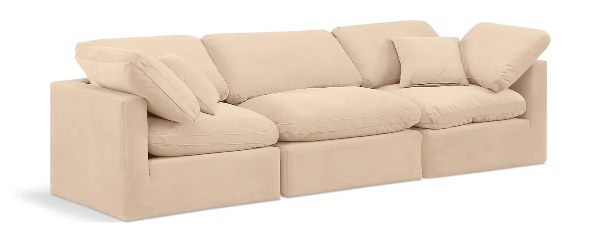 Indulge - Velvet 3 Seat Modular Sofa - Beige