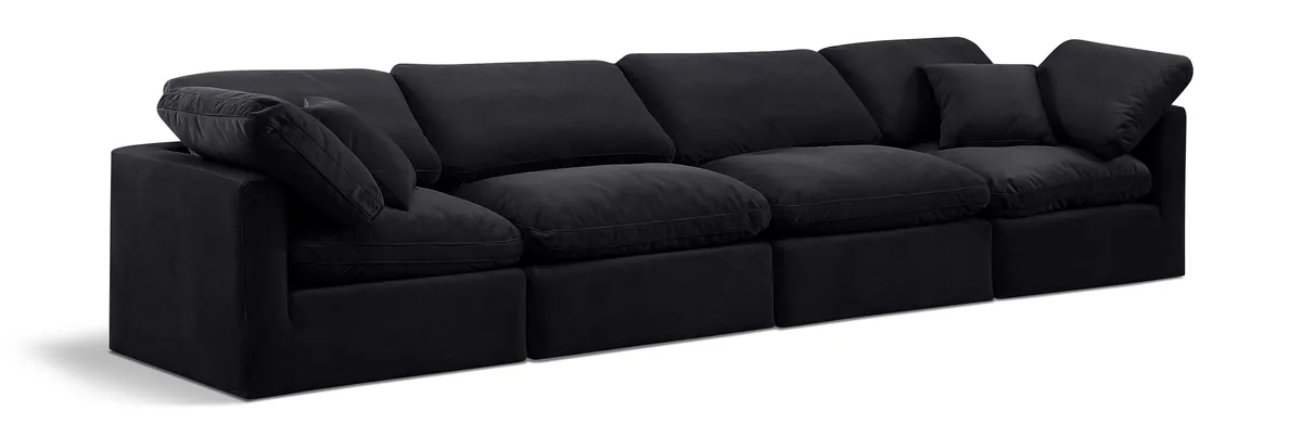 Indulge - Velvet 4 Seat Modular Sofa - Black