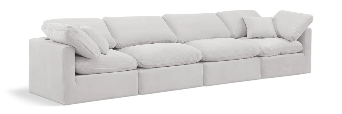Indulge - Velvet 4 Seat Modular Sofa - White
