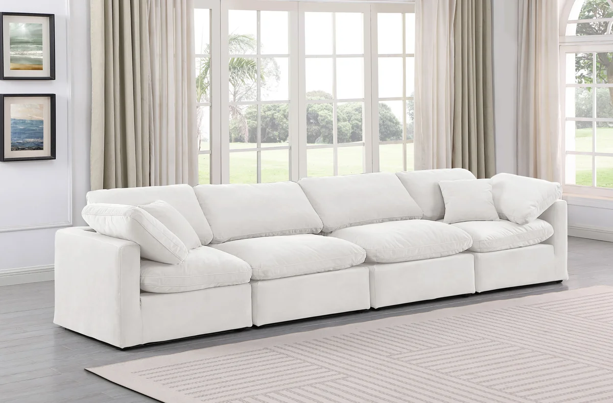 Indulge - Velvet 4 Seat Modular Sofa - White - View 2