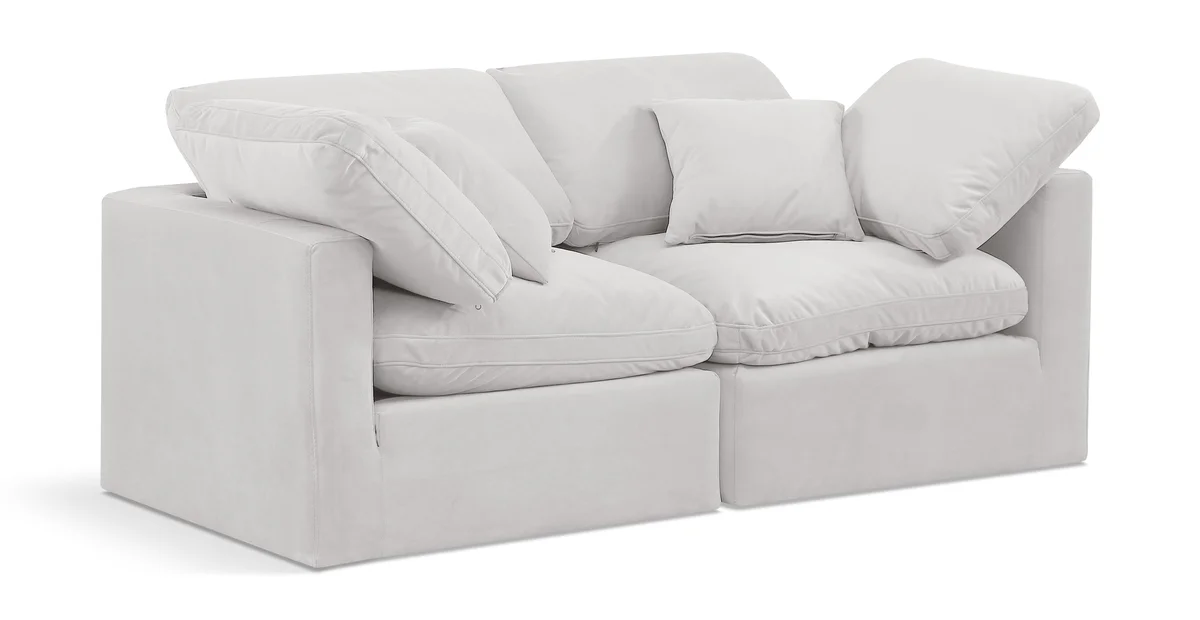 Indulge - Velvet 2 Seat Modular Sofa - White