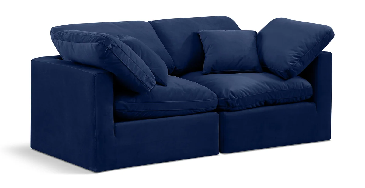 Indulge - Velvet 2 Seat Modular Sofa - Blue