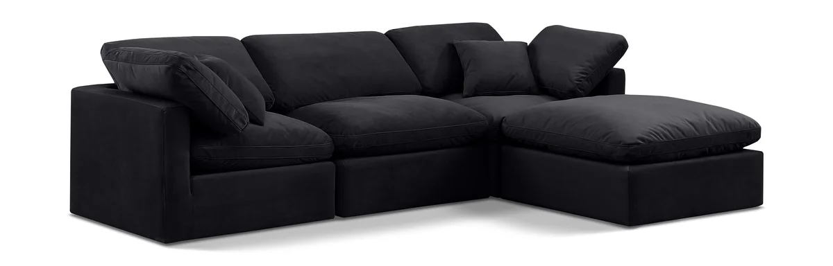 Indulge - Velvet 4 Piece Modular Sectional With Chaise - Charcoal