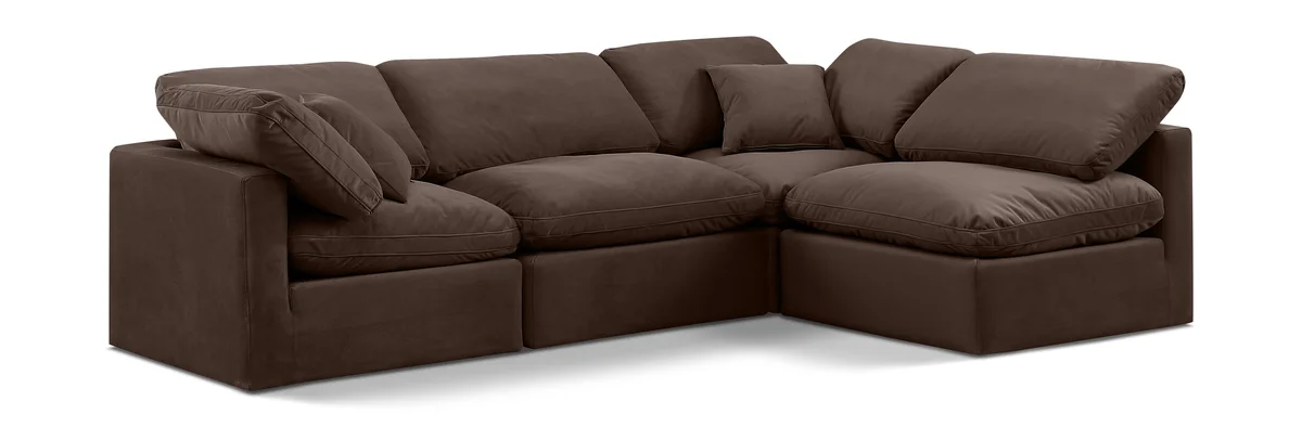 Indulge - Velvet 4 Piece Modular Sectional - Brown
