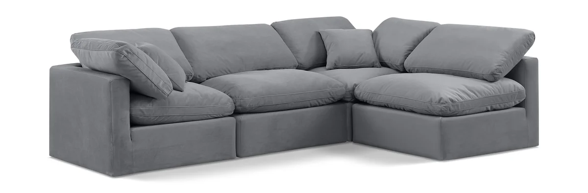 Indulge - Velvet 4 Piece Modular Sectional - Gray