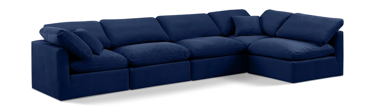 Indulge - Velvet 5 Piece Modular Sectional - Blue