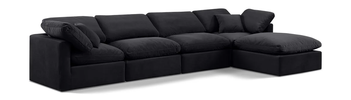 Indulge - Velvet 5 Piece Modular Sectional With Chaise - Charcoal